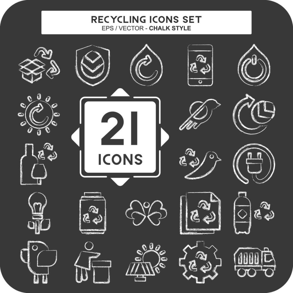 Icon Set Recycling. related to Education symbol. chalk Style. simple design illustration vector