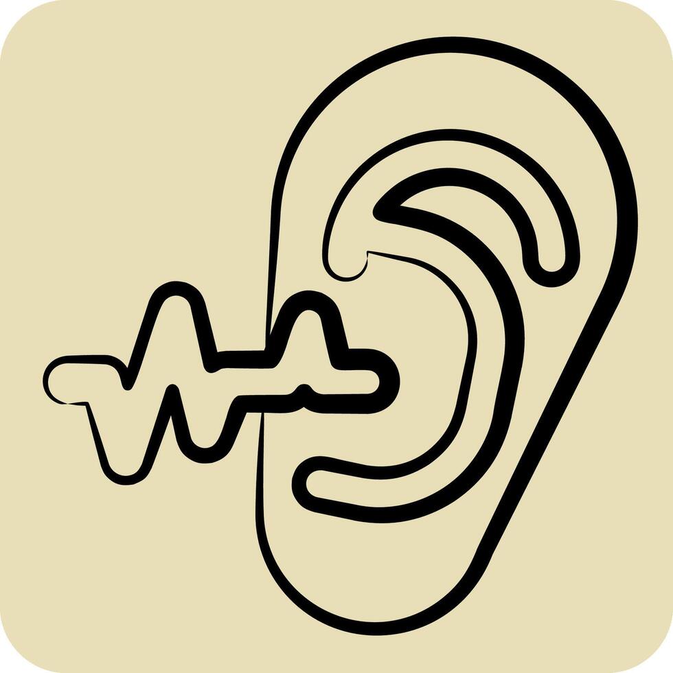 Icon Ear Examination. related to Medical Specialties symbol. hand drawn style. simple design illustration vector