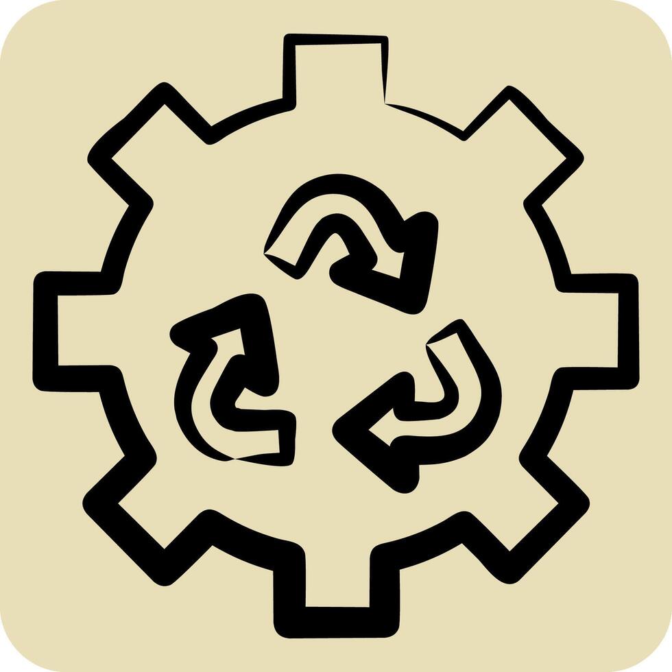 Icon Sustainable Technology. related to Recycling symbol. hand drawn style. simple design illustration vector