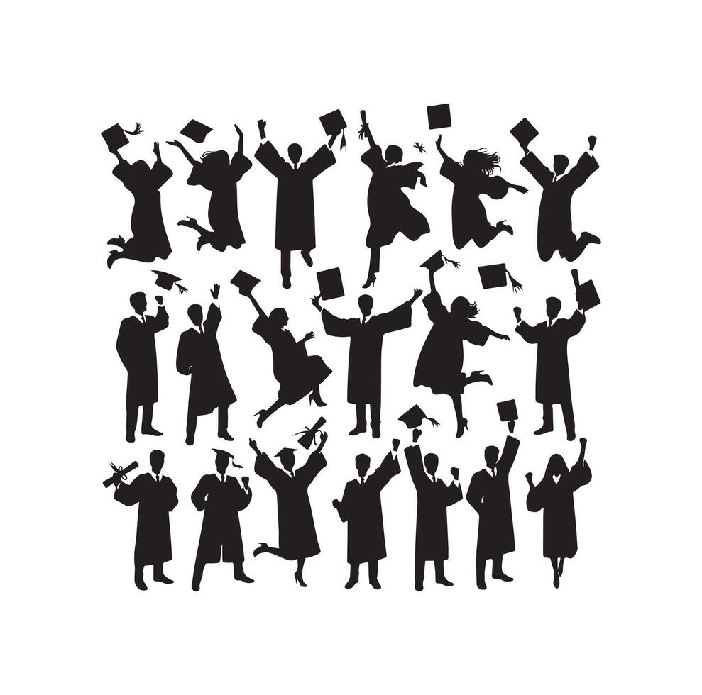 Graduate students celebration collection set in different pose vector