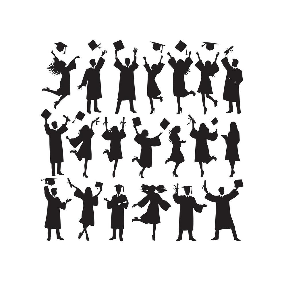 Graduate students celebration collection set in different pose vector