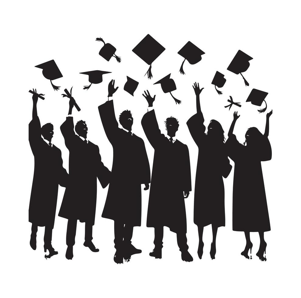 Graduate students celebration collection set in different pose vector