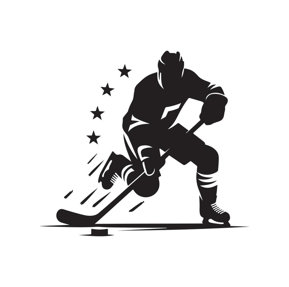 hielo hockey jugador siluetas icono logo ilustración vector