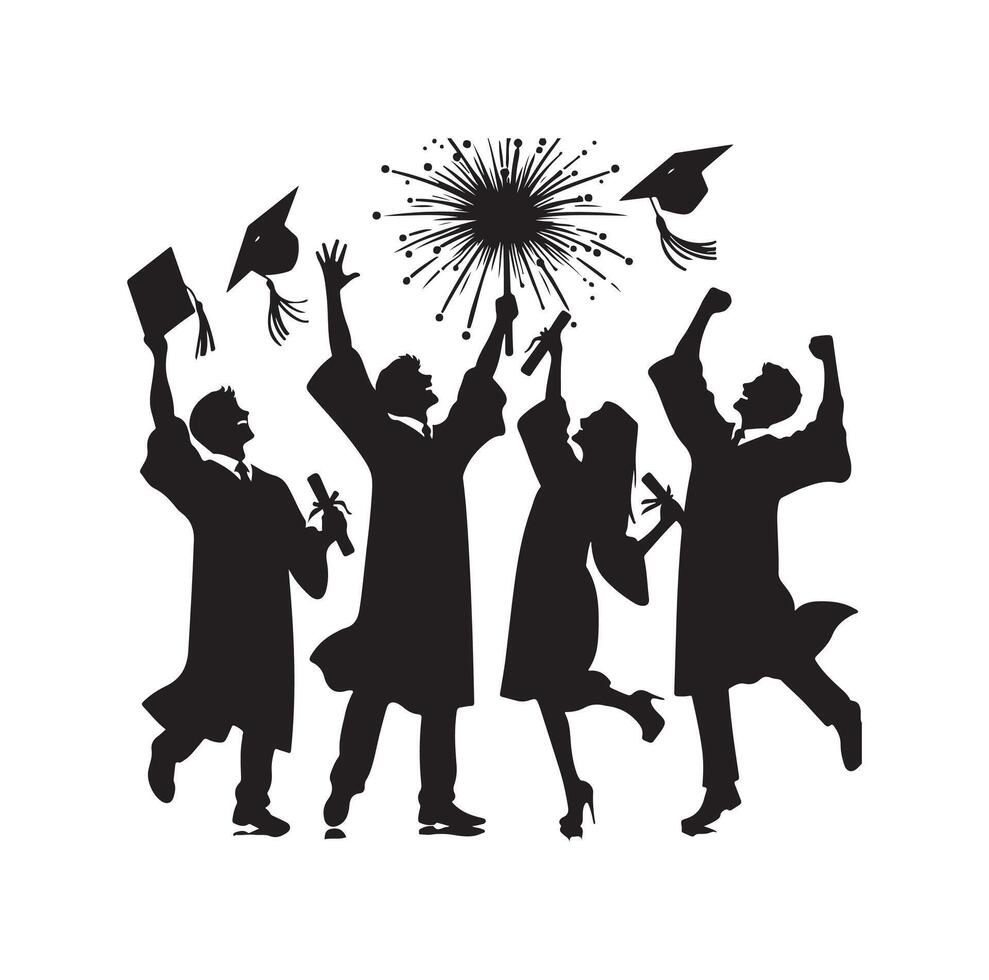 Graduate students celebration collection set in different pose vector