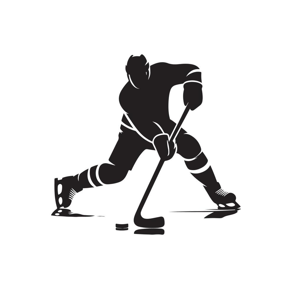 hielo hockey jugador siluetas icono logo ilustración vector