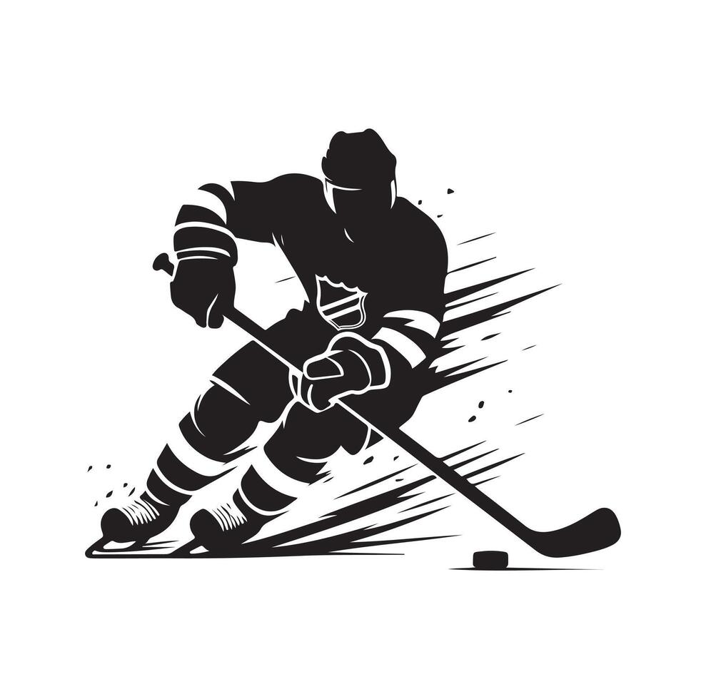 hielo hockey jugador siluetas icono logo ilustración vector