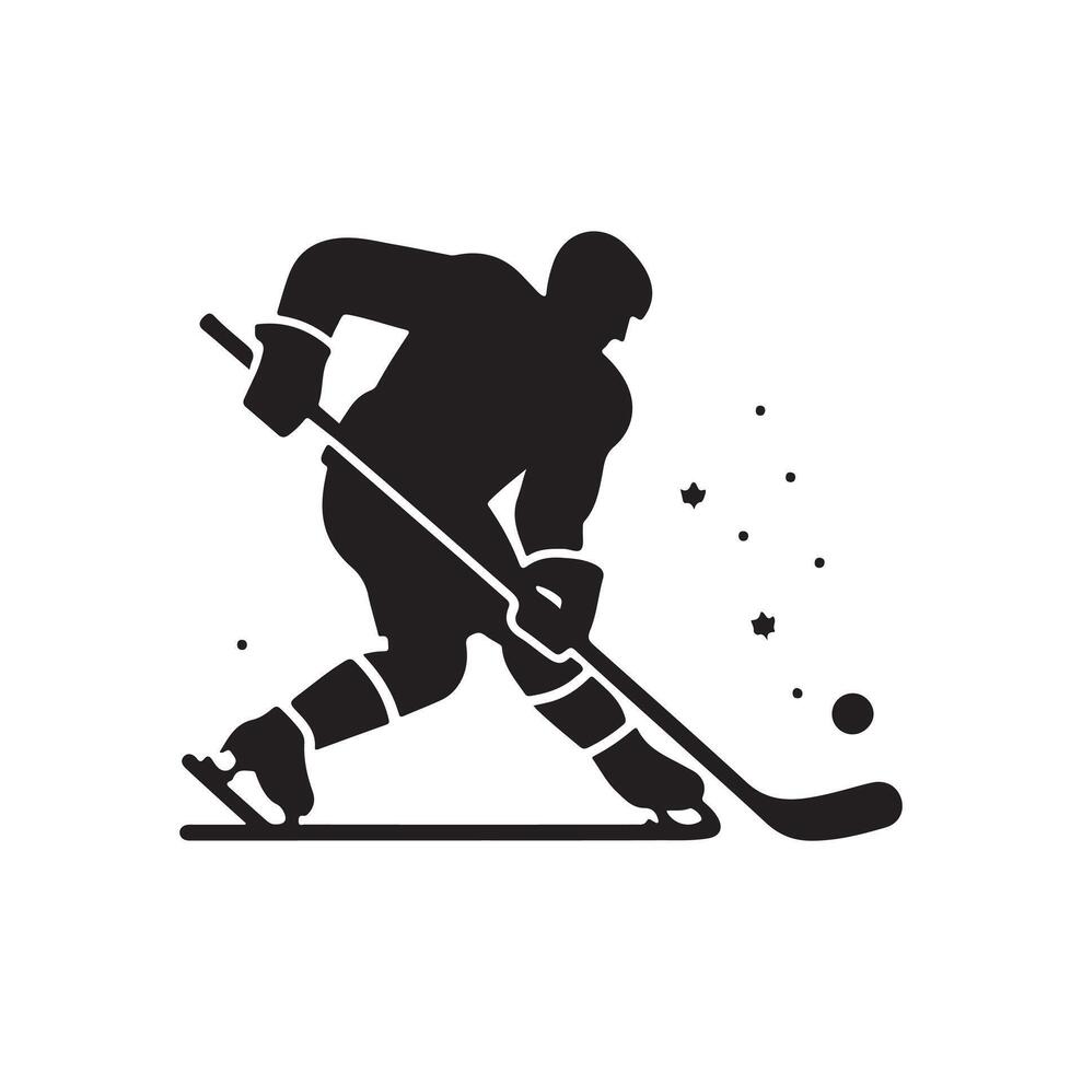 ice hockey player silhouettes icon logo illustration vector