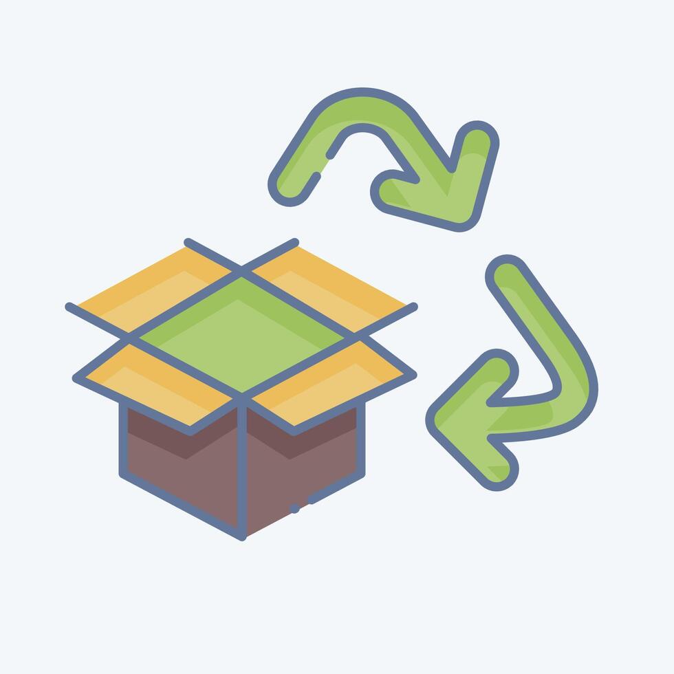 Icon Carboard Recycling. related to Recycling symbol. doodle style. simple design illustration vector