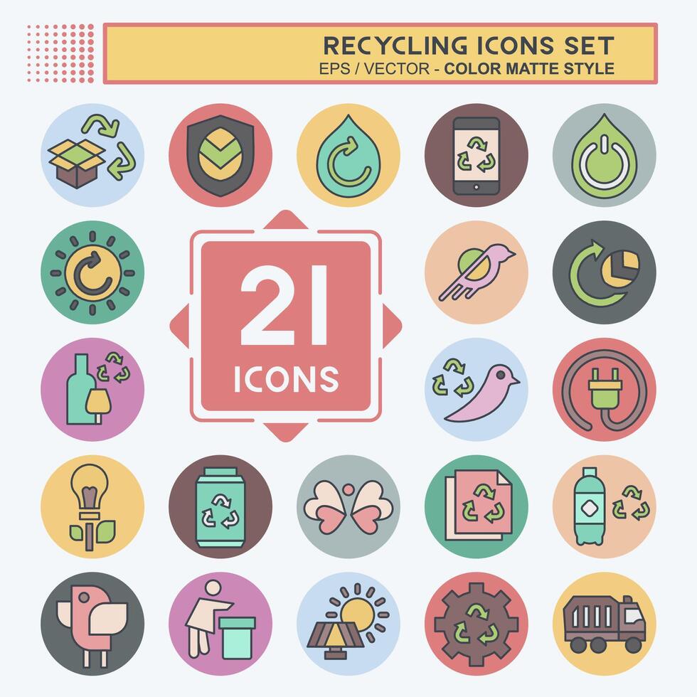 icono conjunto reciclaje. relacionado a educación símbolo. color compañero estilo. sencillo diseño ilustración vector
