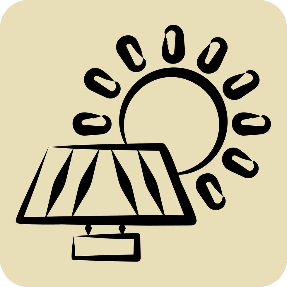 Icon Solar Panel. related to Recycling symbol. hand drawn style. simple design illustration vector