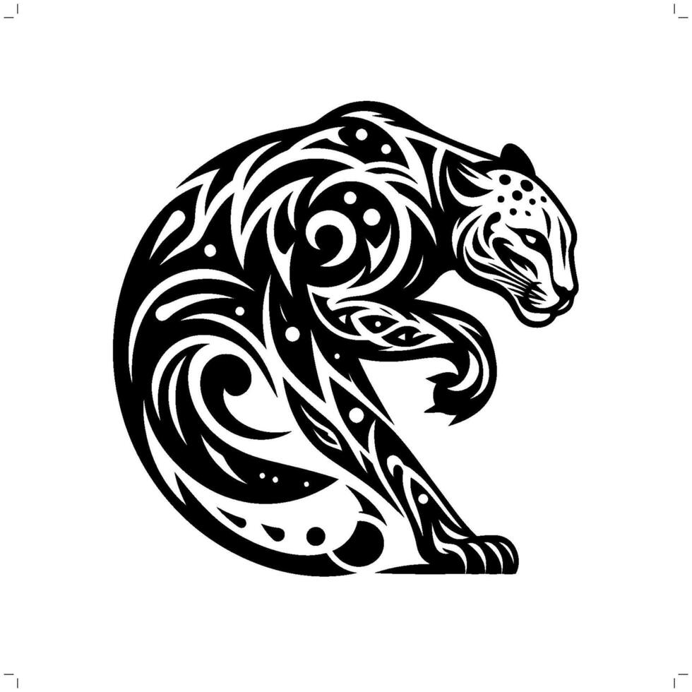 leopardo en moderno tribal tatuaje, resumen línea Arte de animales, minimalista contorno. vector