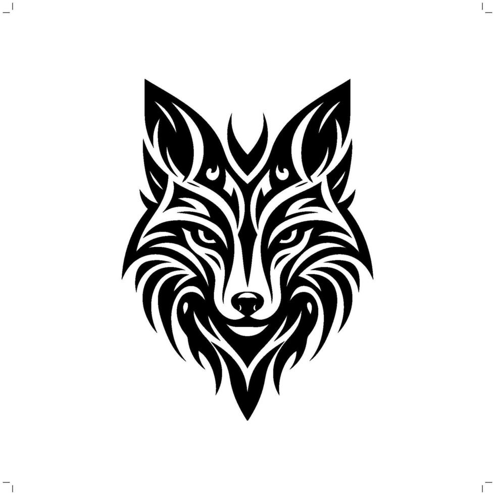 Fennec fox, fox in modern tribal tattoo, abstract line art of animals, minimalist contour. vector