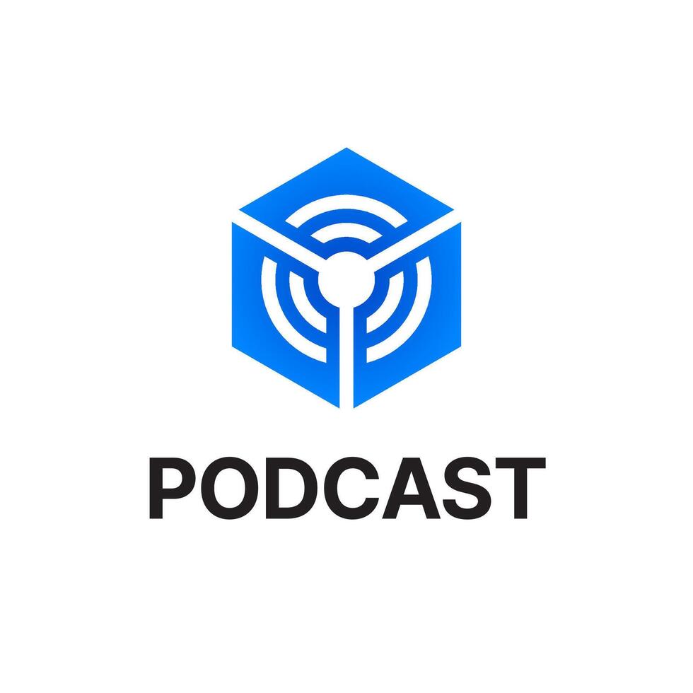 Podcast Wave Sound Signal Logo vector