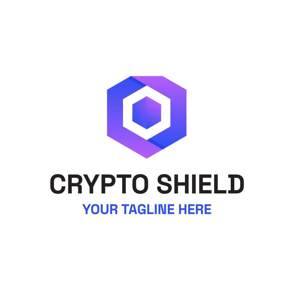 Hexagon Blockchain Crypto Shield Security Logo vector