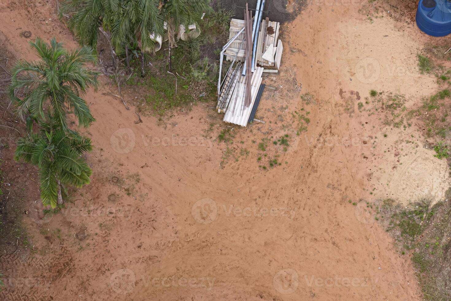 top view of empty space with building materials around photo