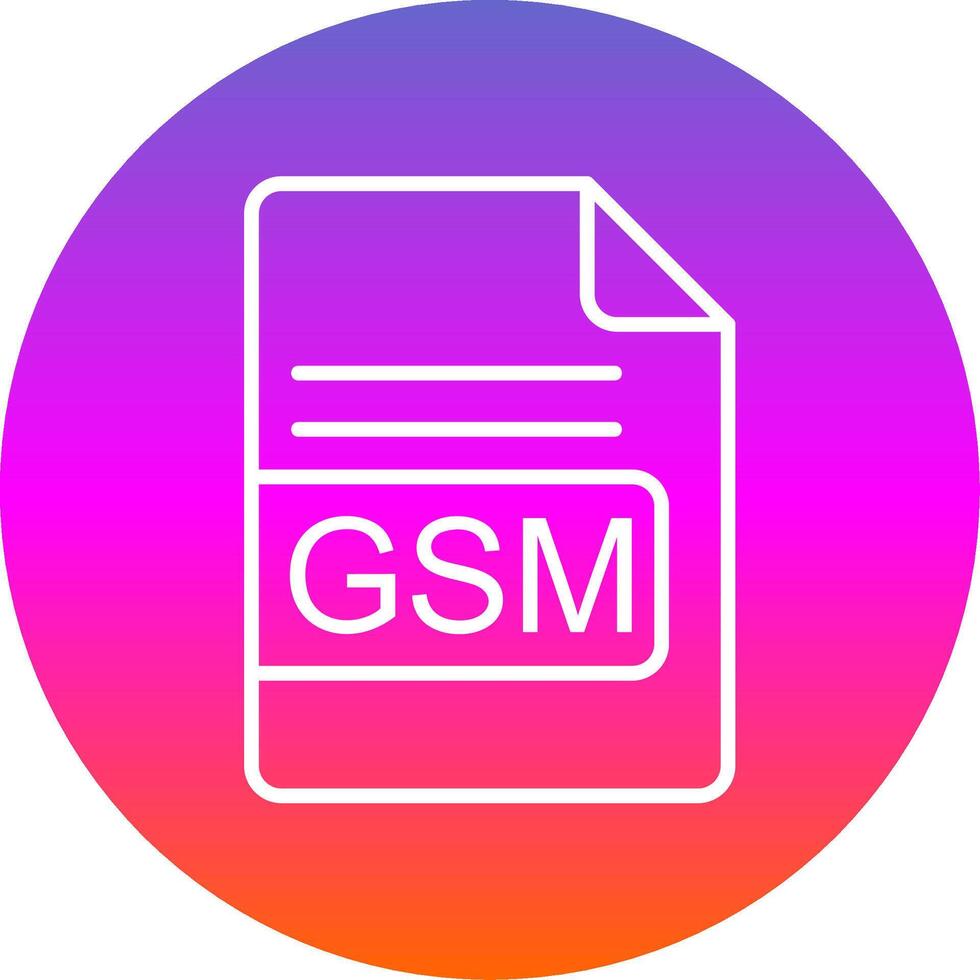 GSM File Format Line Gradient Circle Icon vector