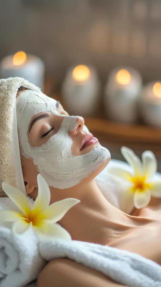 Spa Facial Treatment With Flowers photo