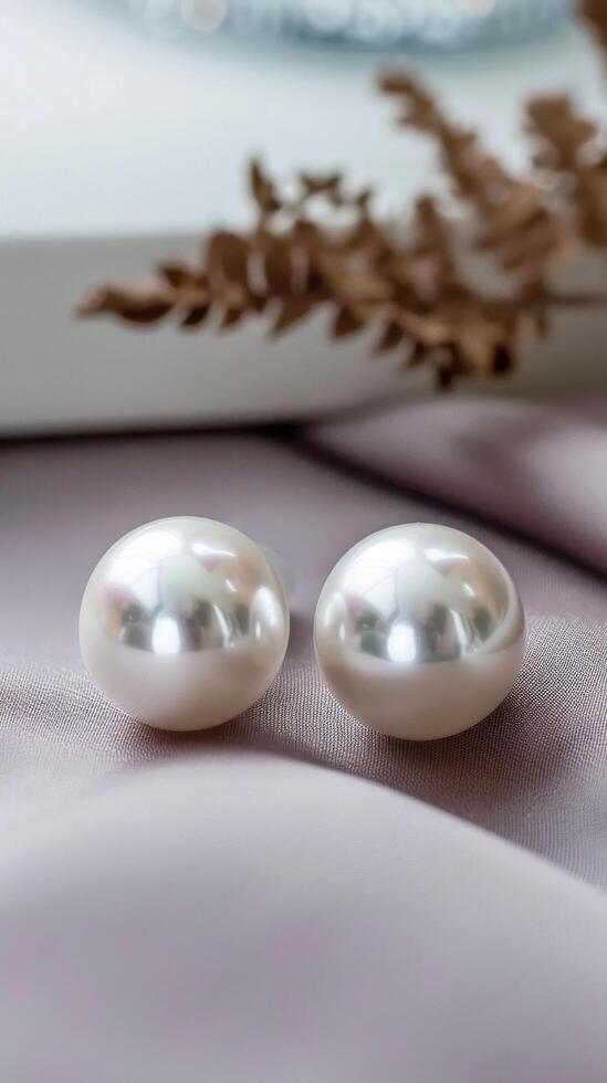 clásico perlas en seda tela foto