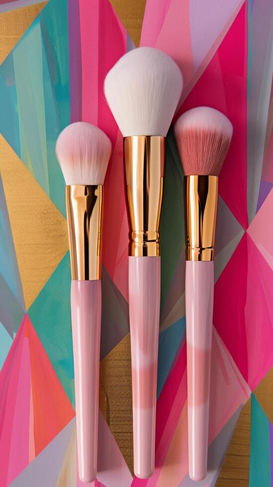 Cosmetic Brushes On Abstract Art photo
