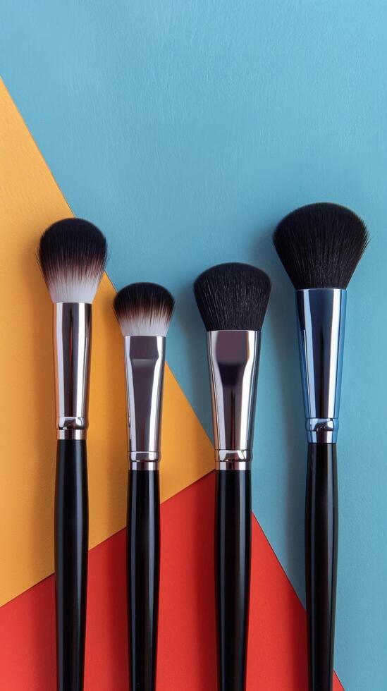 Makeup Brushes On Geometric Pattern photo