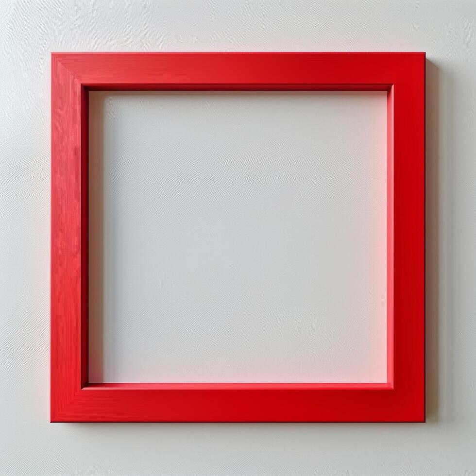 Red Picture Frame on White Wall photo
