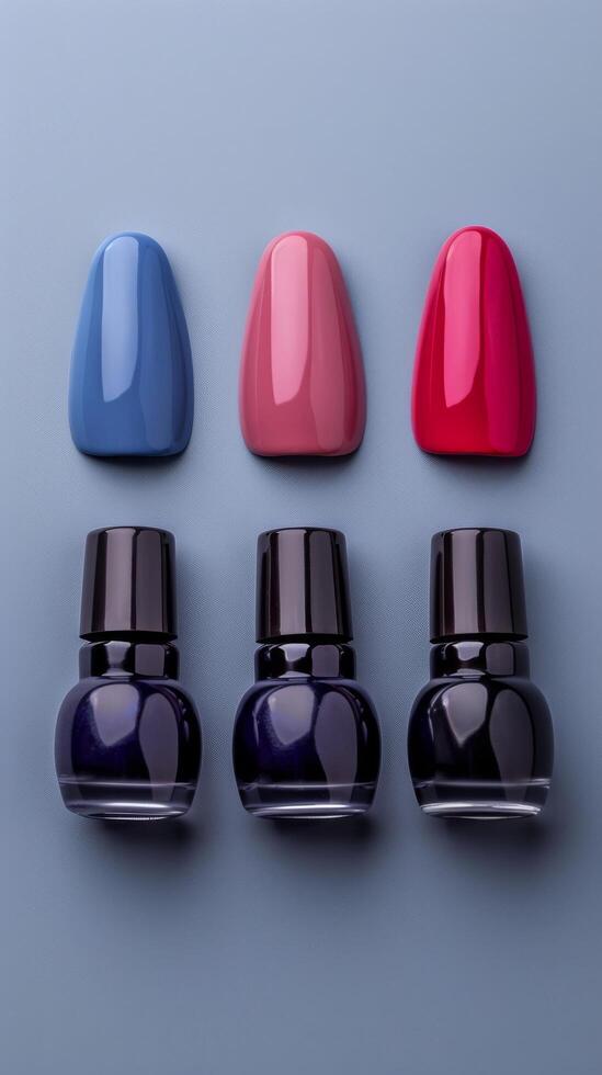 Colorful Nail Polish Bottles Set photo