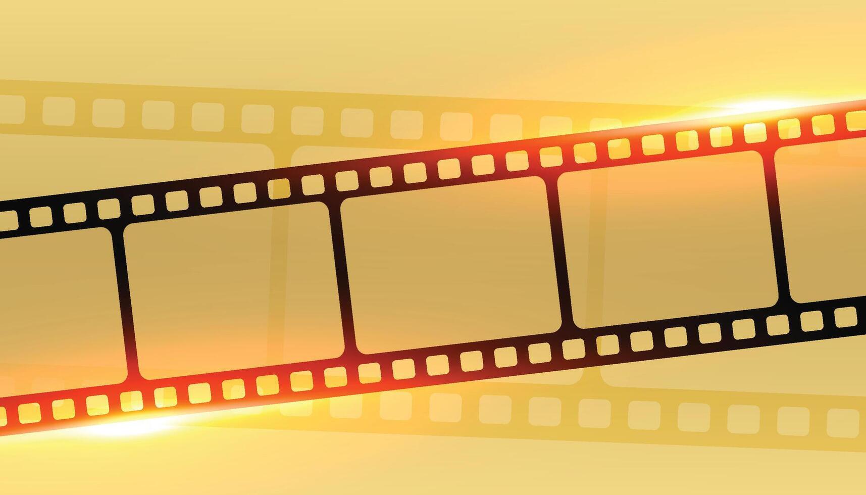 Retro cinema projector Film camera tape with ray of light on yellow background. movie time concept. Recording projector icon or pictogram Old picture roll frame Filmstrip. Cartoon festival vector