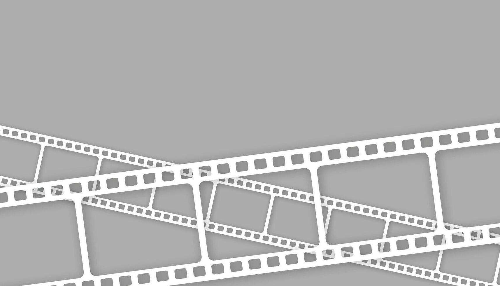 Cinema background. Realistic film strip in perspective. 3D isometric film strip. Design cinema movie festival poster. Template for festival modern cinema with place for text. Film industry concept. vector