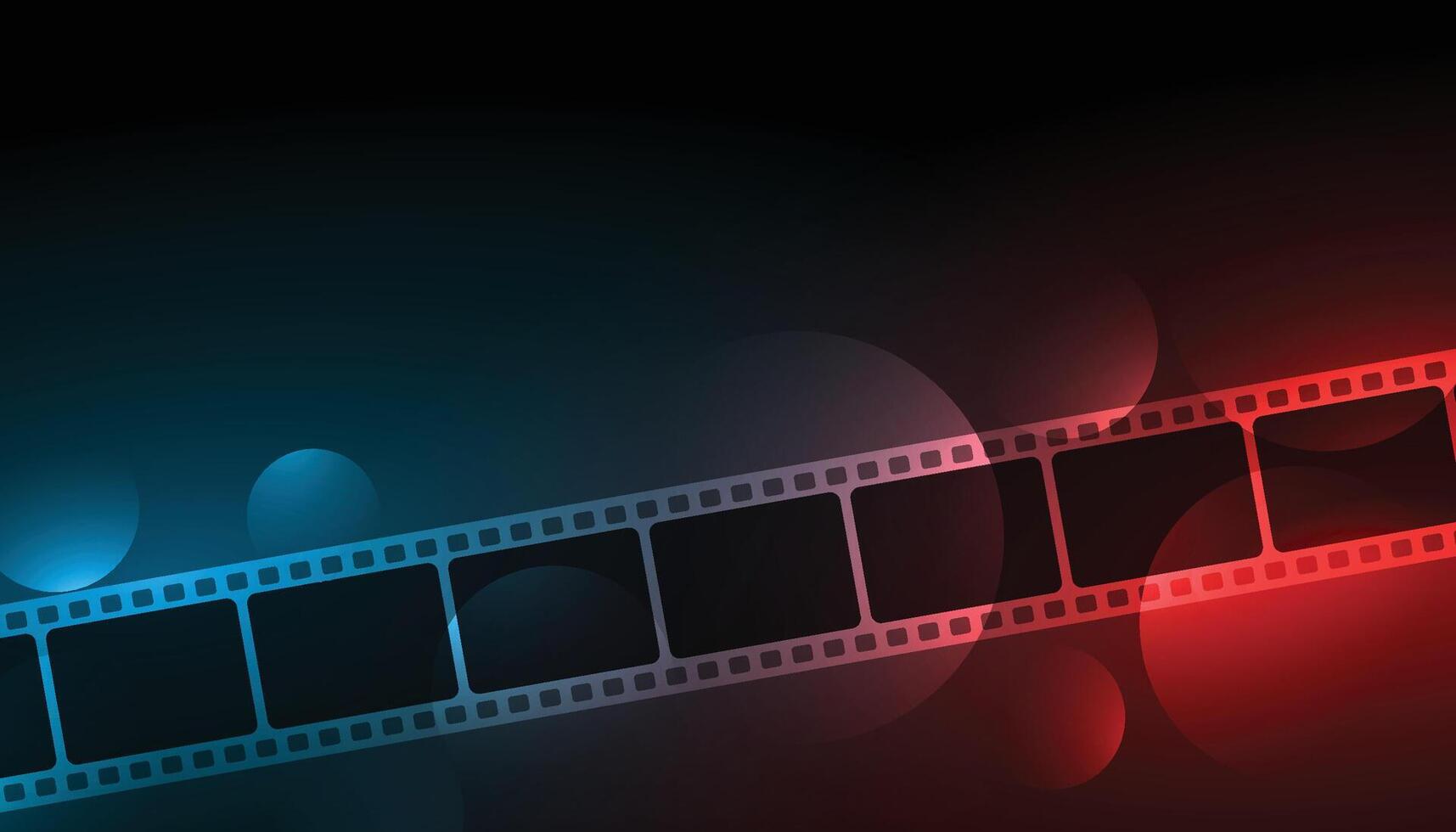 Realistic 3D cinema film strip in perspective isolated on blue background. template cinema festival. Movie design cinema film strip for ad, poster, presentation, show, brochure, banner or flyer vector