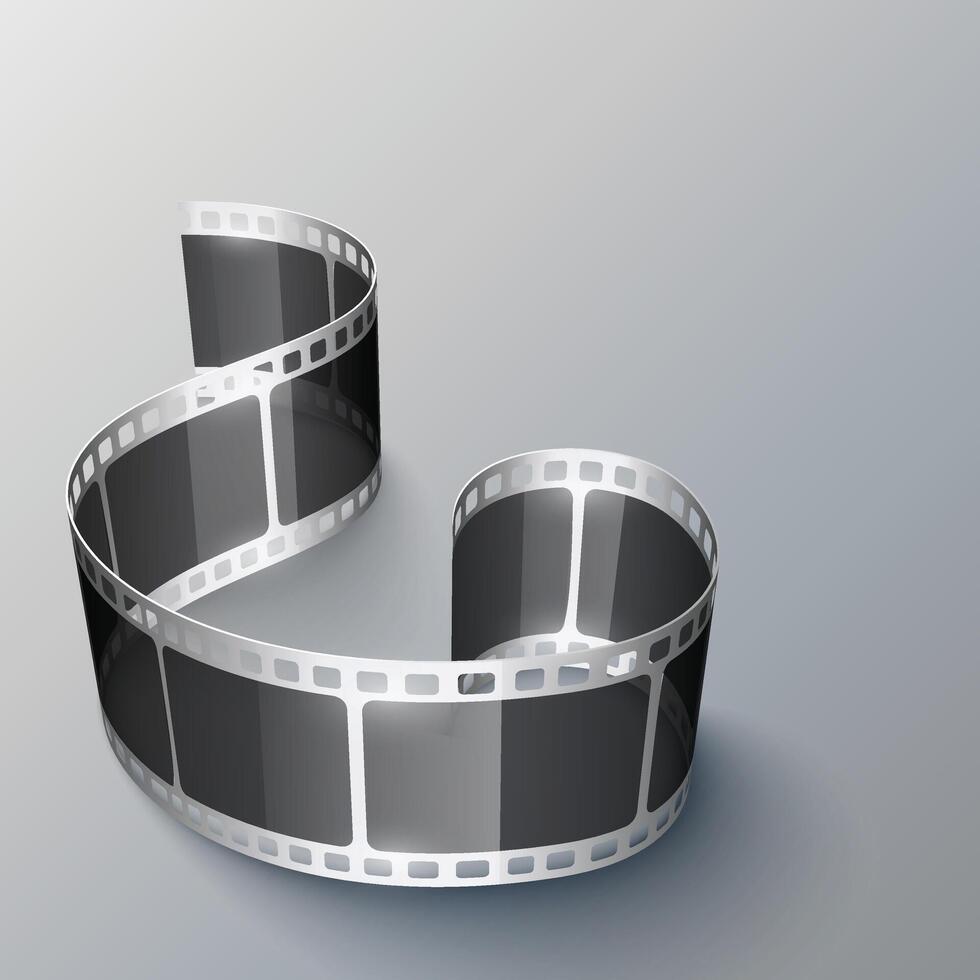 Film strip in perspective. 3D isometric film strip. Cinema Background. Template cinema festival or presentation with place for your text. Movie time and entertainment concept. illustration. vector