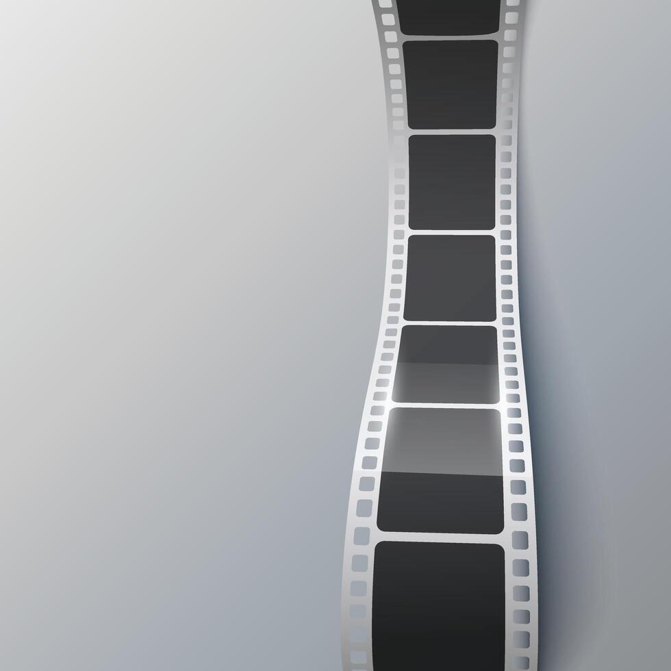 Film strip in perspective. 3D isometric film strip. Cinema Background. Template cinema festival or presentation with place for your text. Movie time and entertainment concept. illustration. vector