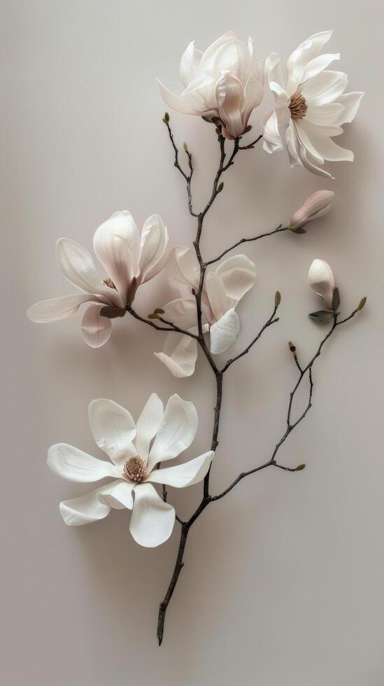 elegante blanco magnolia floraciones foto