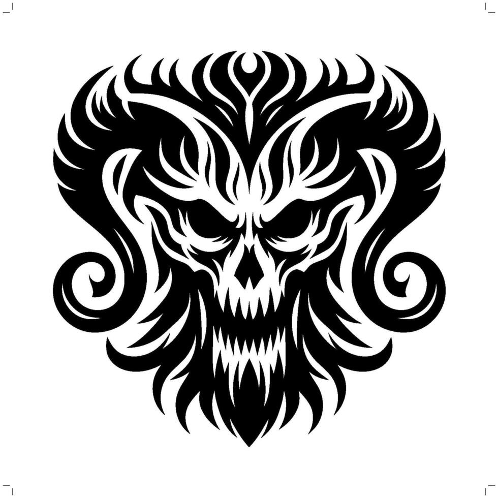 hades, deity mythology in modern tribal tattoo, abstract line art of deity, minimalist contour. vector