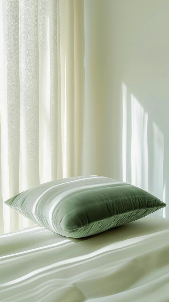 Sunlit Green Pillow on Silk photo