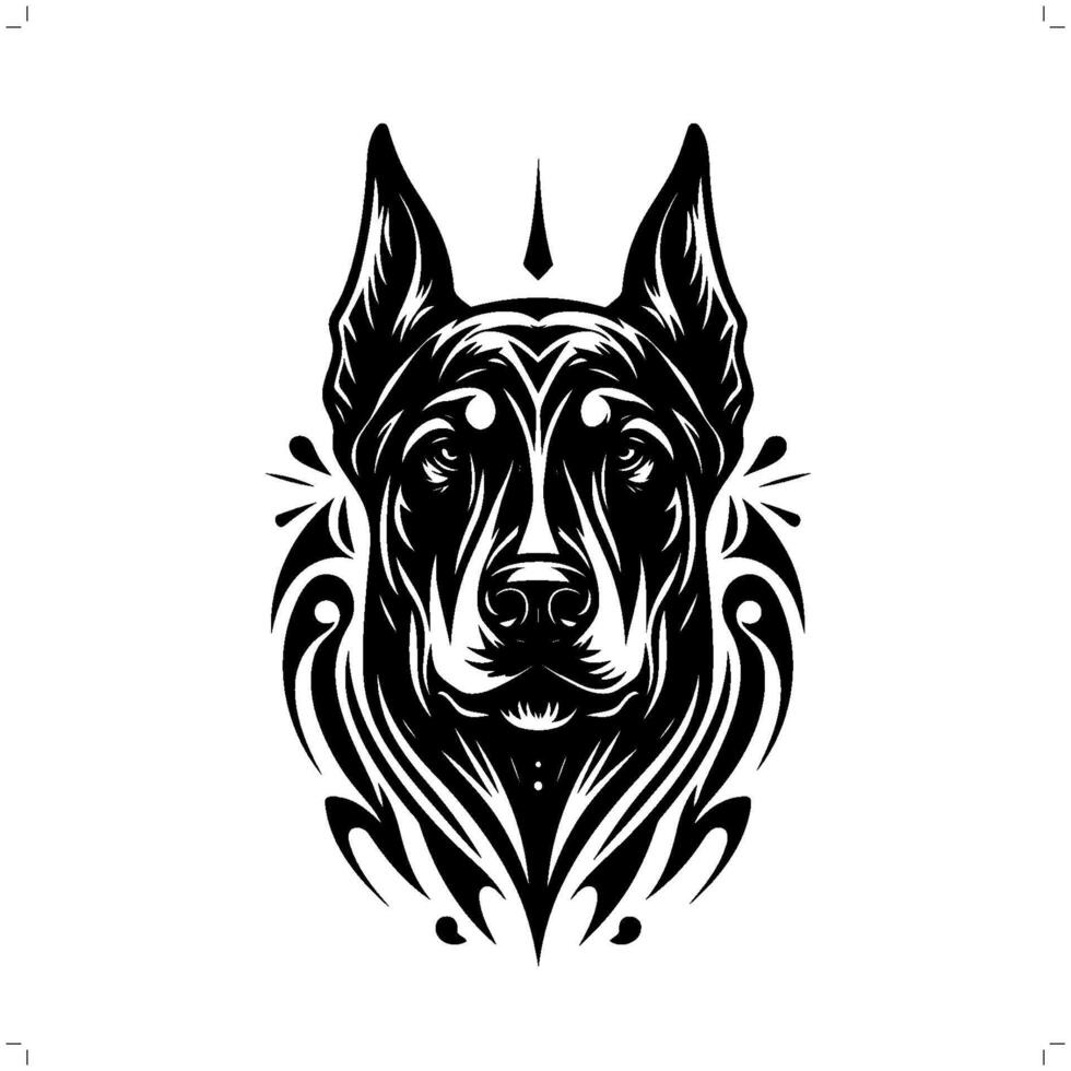 Doberman dog in modern tribal tattoo, abstract line art of animals, minimalist contour. vector