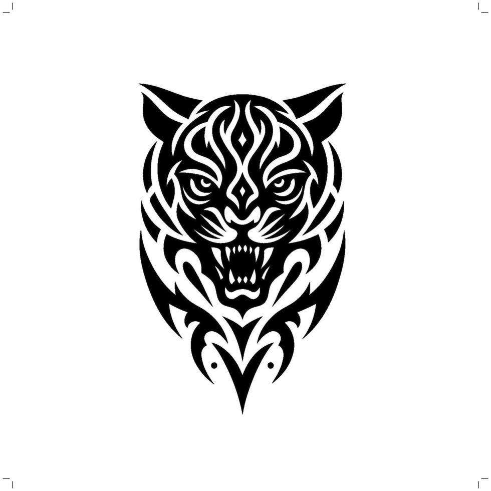 jaguar, leopard, panther in modern tribal tattoo, abstract line art of animals, minimalist contour. vector