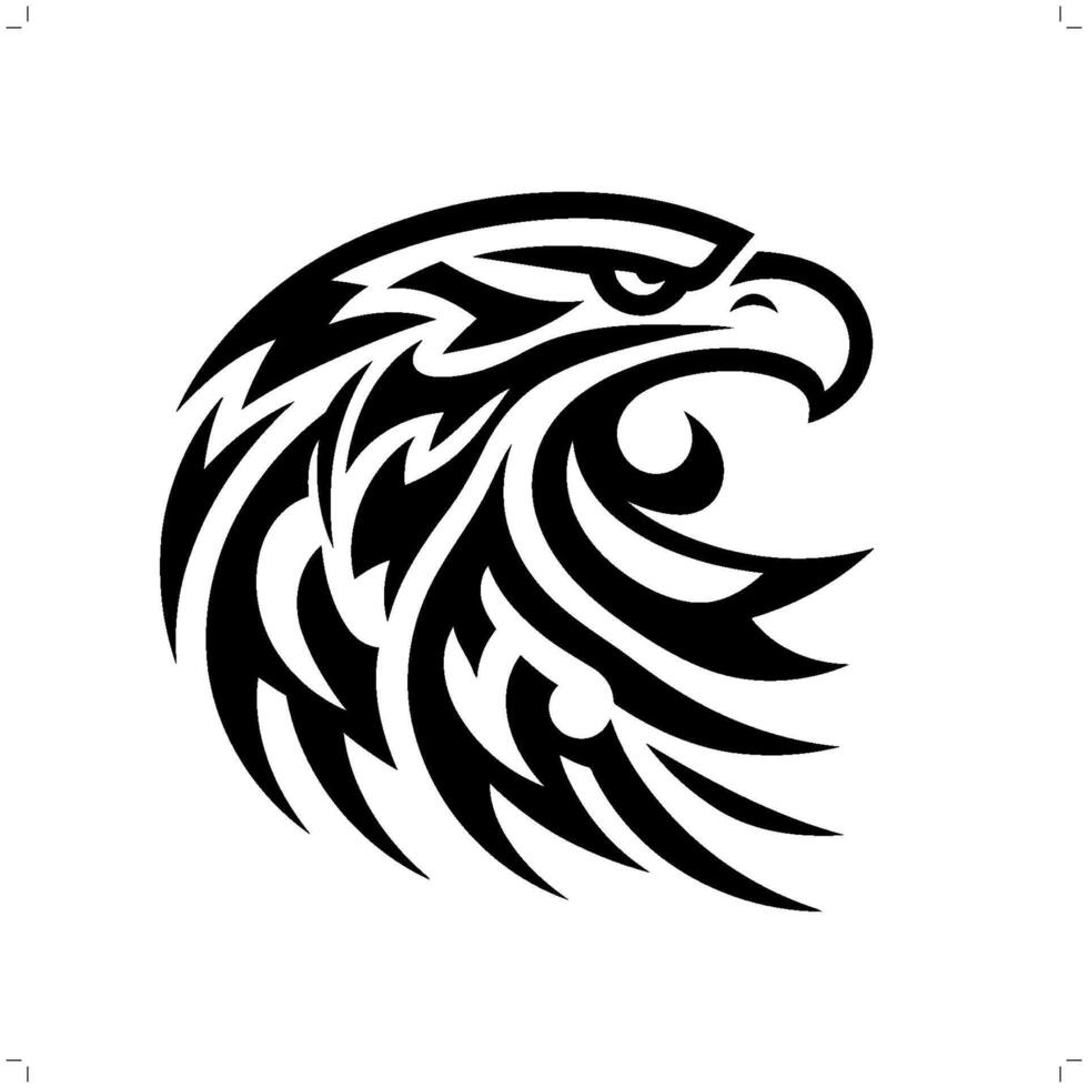 eagle, hawk in modern tribal tattoo, abstract line art of animals, minimalist contour. vector