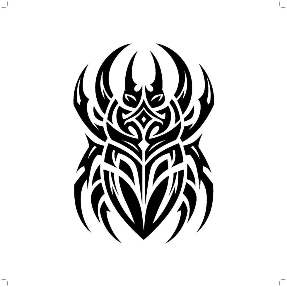 beetle in modern tribal tattoo, abstract line art of animals, minimalist contour. vector