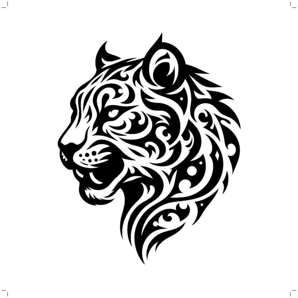 jaguar, snow leopard, panther in modern tribal tattoo, abstract line art of animals, minimalist contour. vector