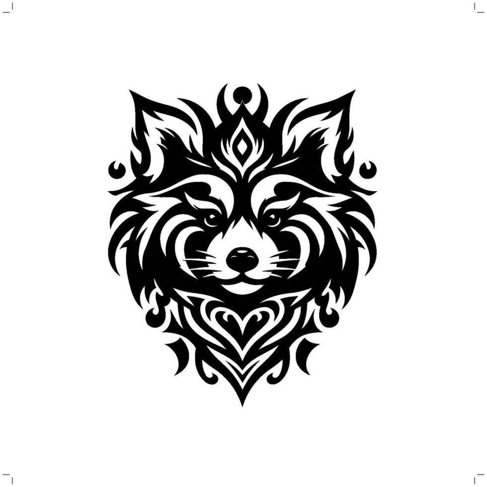 red panda in modern tribal tattoo, abstract line art of animals, minimalist contour. vector