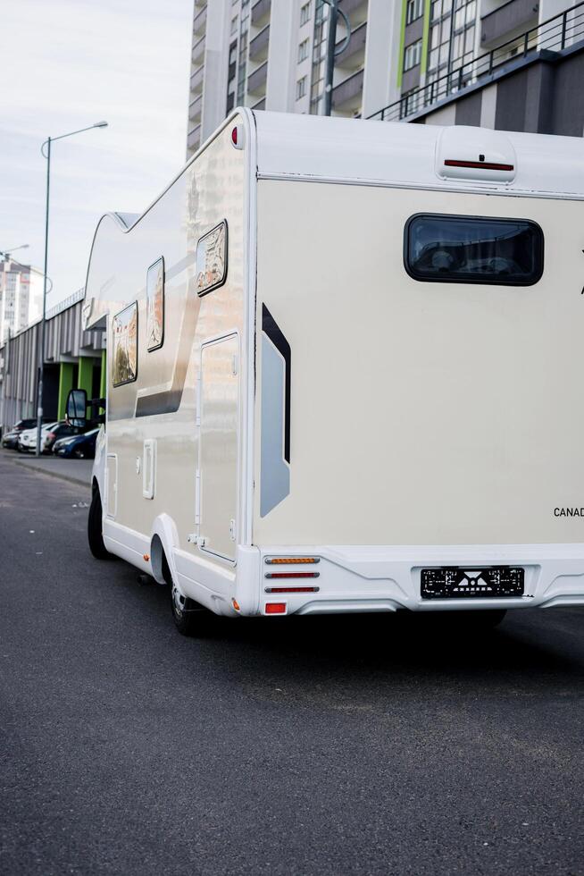 Minsk, Belarus, April 18, 2024 - modern Renault motorhome parking on street photo