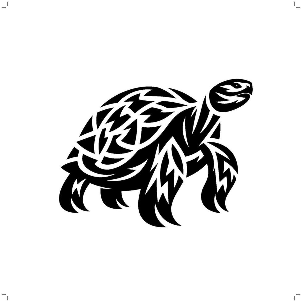 tortoise in modern tribal tattoo, abstract line art of animals, minimalist contour. vector