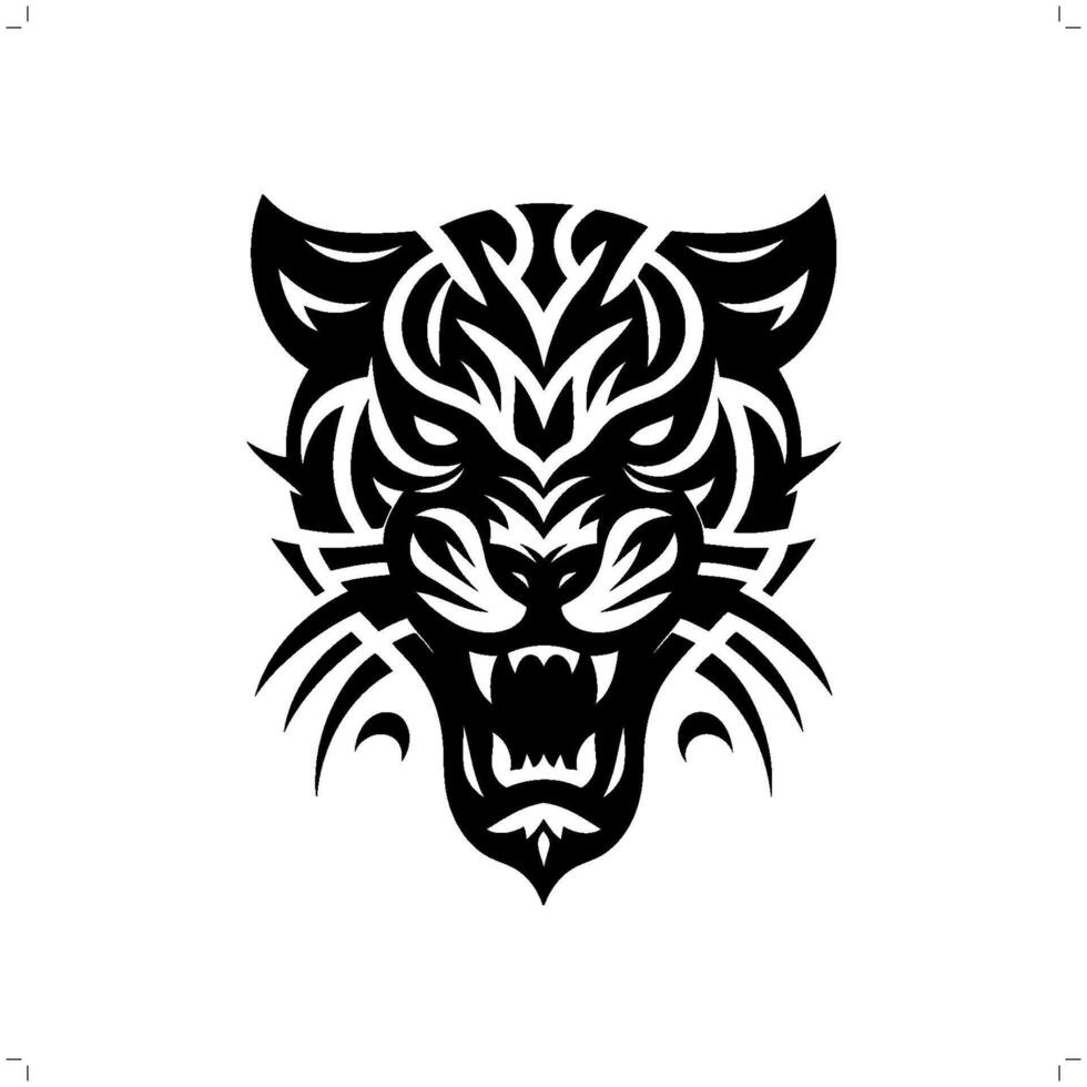 jaguar, leopard, panther in modern tribal tattoo, abstract line art of animals, minimalist contour. vector