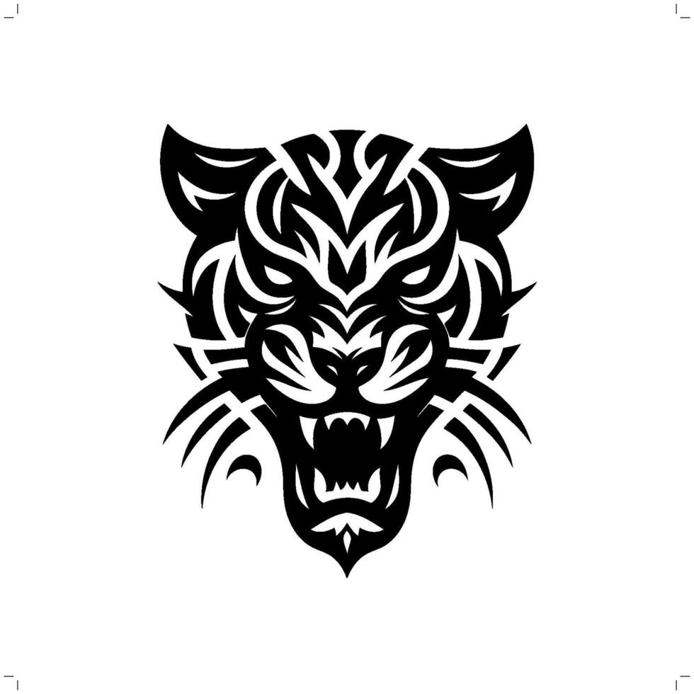 jaguar, leopard, panther in modern tribal tattoo, abstract line art of animals, minimalist contour. vector