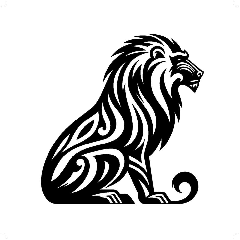 Mandrill , baboon in modern tribal tattoo, abstract line art of animals, minimalist contour. vector