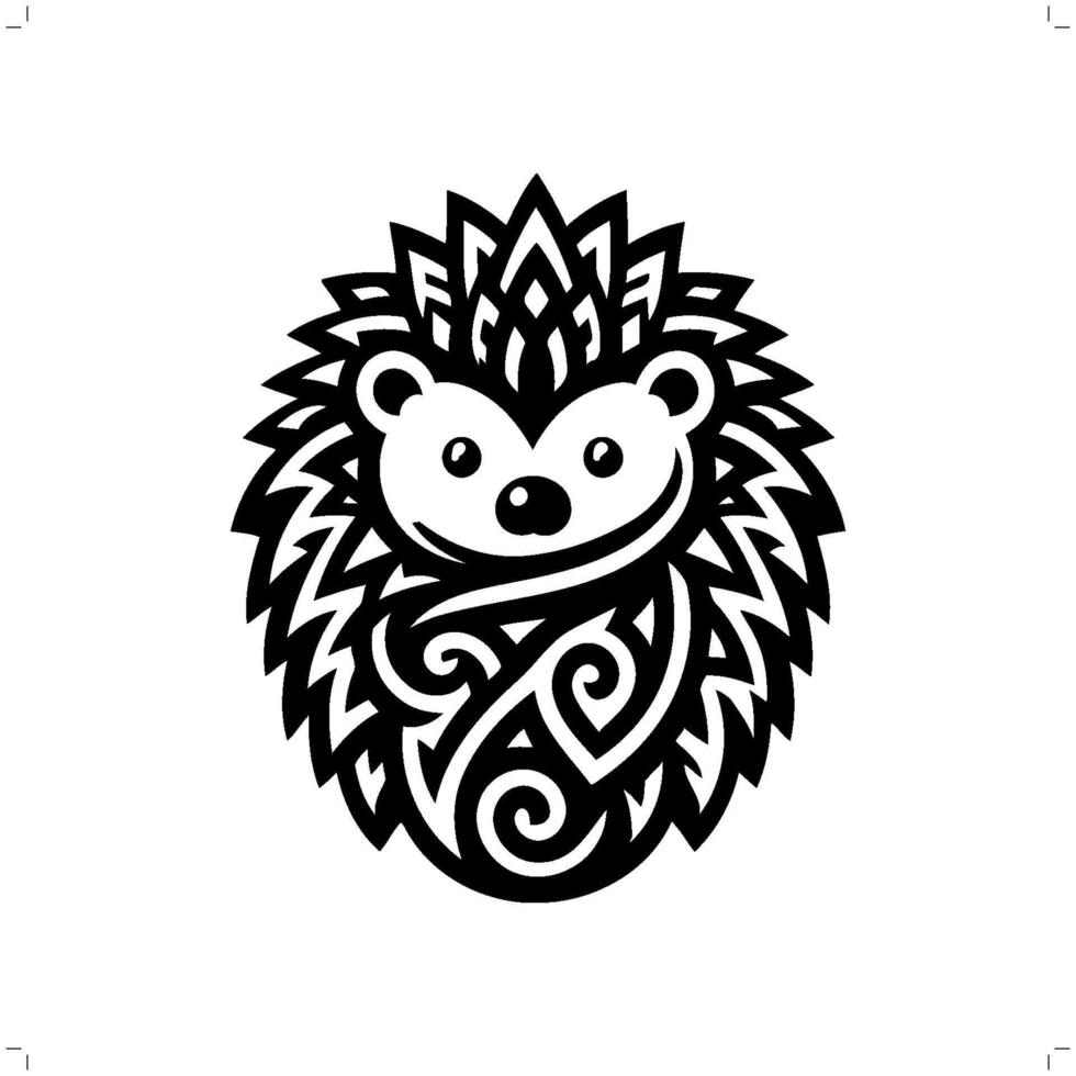 porcupine , hedgehog in modern tribal tattoo, abstract line art of animals, minimalist contour. vector