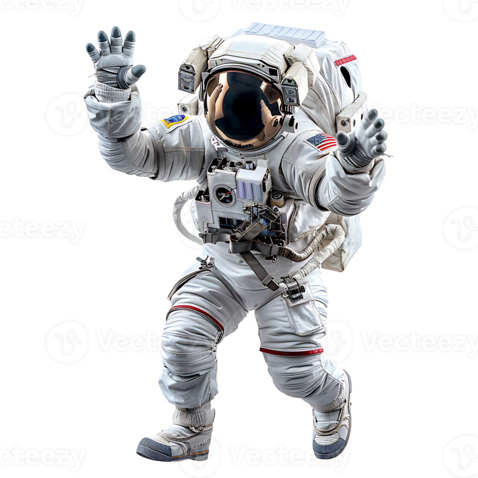 Astronaut waving hand on isolated transparent background png