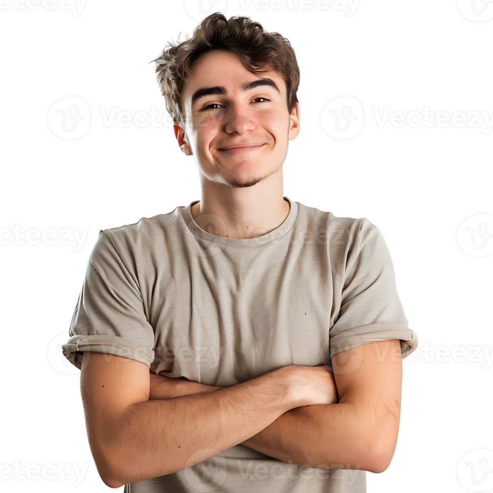 Glad young man posing on isolated transparent background png