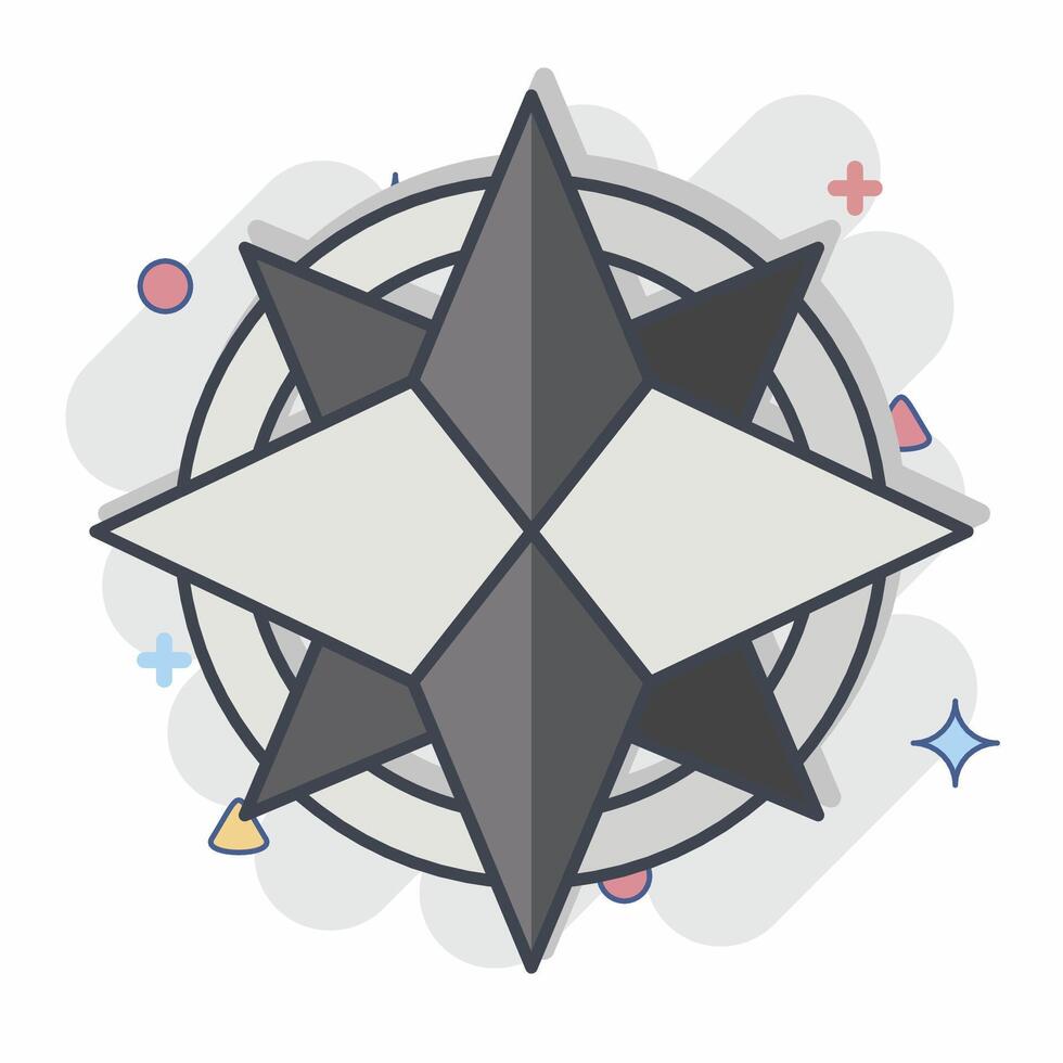 Icon Wind Rose. related to Navigation symbol. comic style. simple design illustration vector