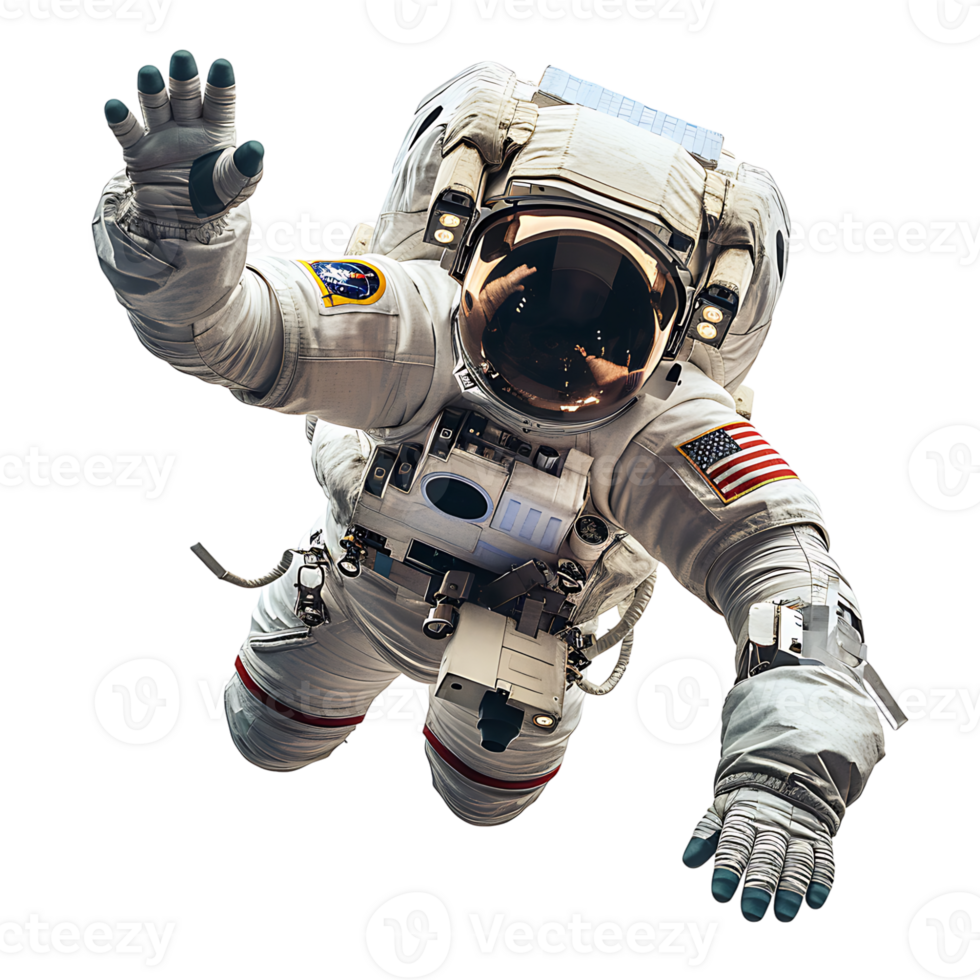 Astronaut waving hand on isolated transparent background png